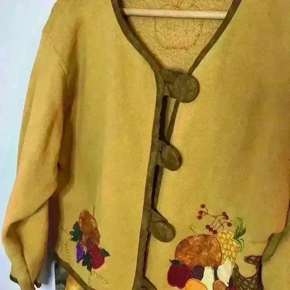 Vintage Comfort Colors Womens Jacket Cardigan Small Suede Buttons Fall Boxy - Picture 4 of 14